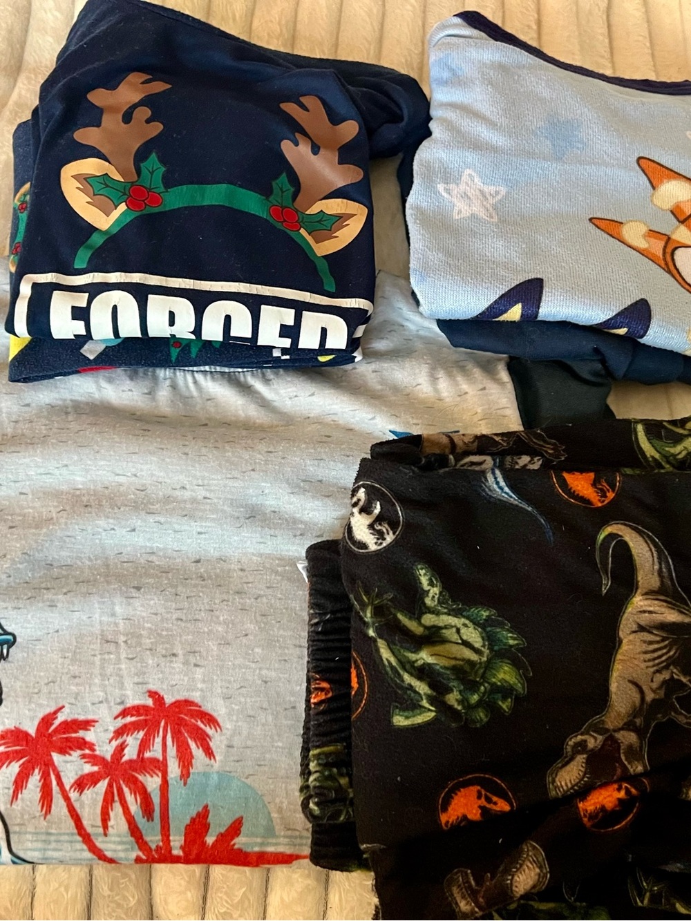 Kids Navy Reindeer Headband Pajama Top - Unbranded